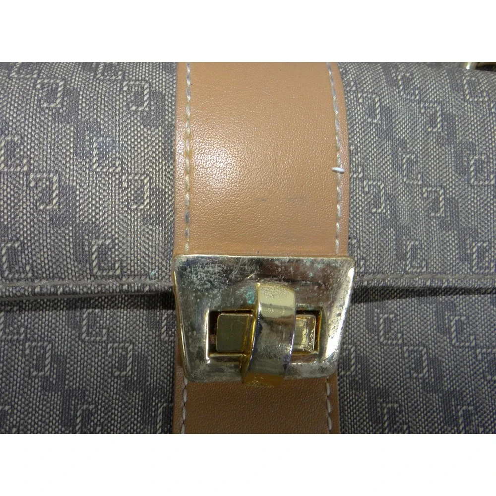 CL America Monogram Canvas Satchel Bag Brown Tan Front Organizer Pocket 3765